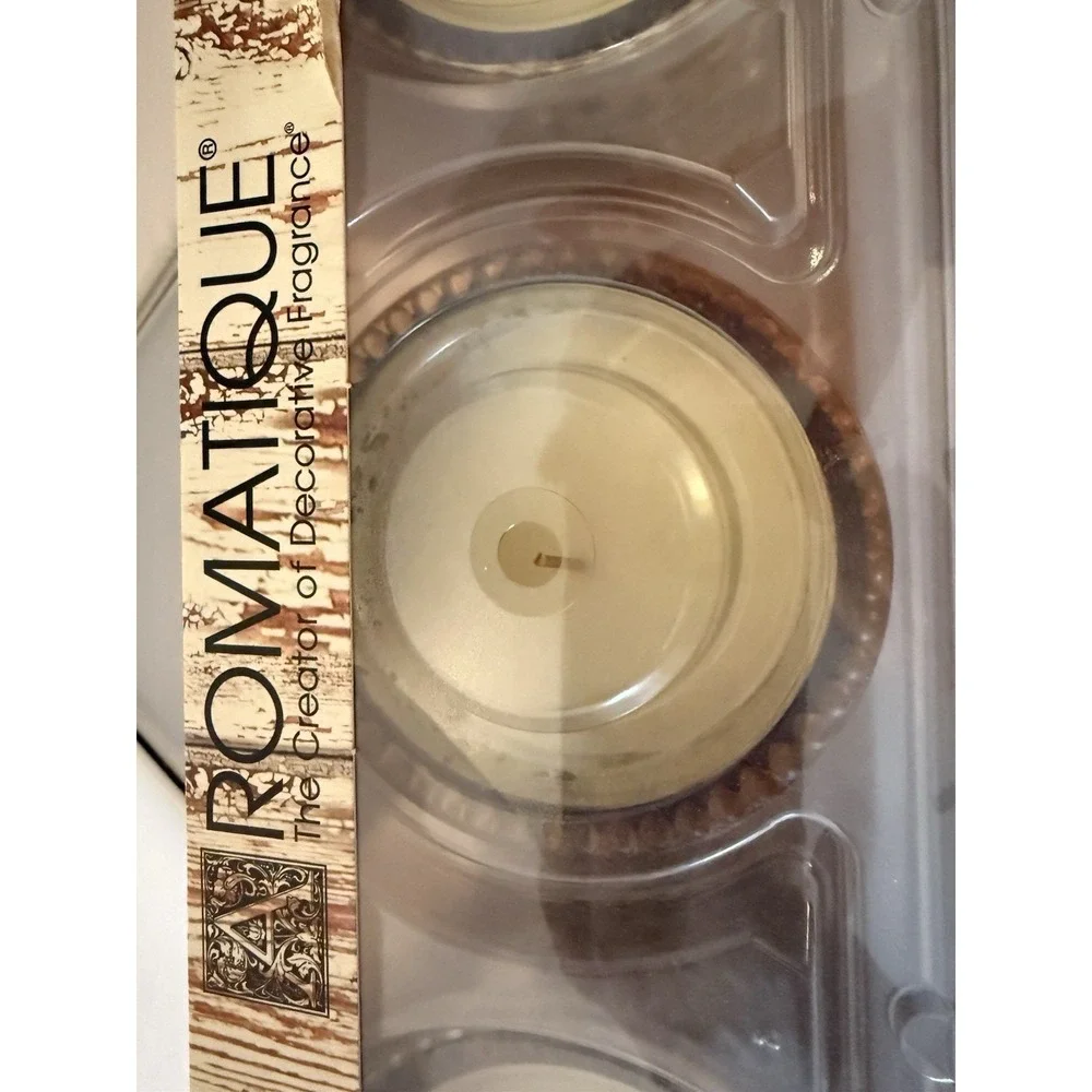 Aromatique Hobnail Glass Scented Candle Set 3 Pc Bronze Silver Gold 12 oz NIB